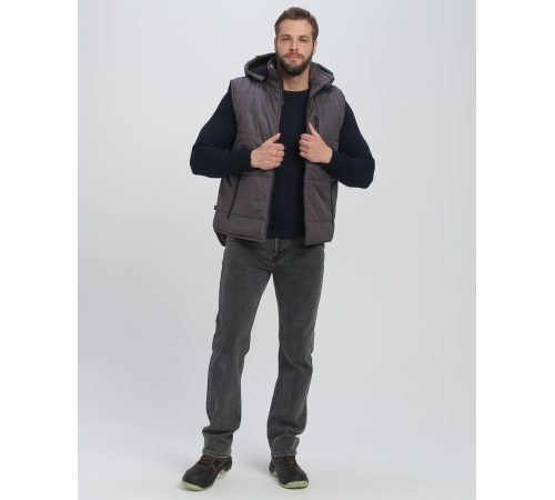 Жилет утепленный с капюшоном Респект (тк.Таслан), т.серый