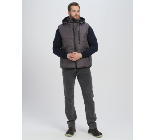 Жилет утепленный с капюшоном Респект (тк.Таслан), т.серый