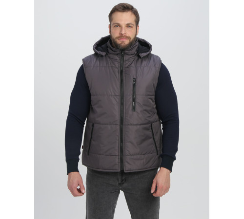 Жилет утепленный с капюшоном Респект (тк.Таслан), т.серый