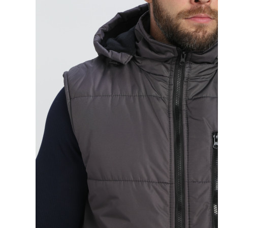 Жилет утепленный с капюшоном Респект (тк.Таслан), т.серый