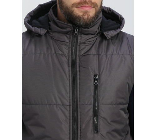 Жилет утепленный с капюшоном Респект (тк.Таслан), т.серый