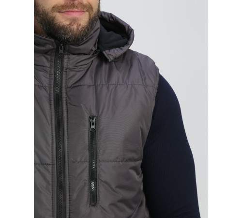 Жилет утепленный с капюшоном Респект (тк.Таслан), т.серый