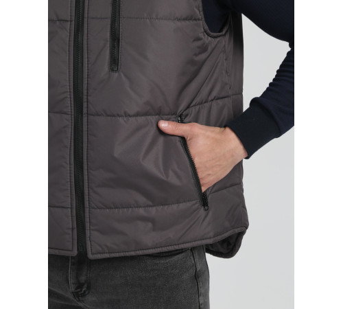 Жилет утепленный с капюшоном Респект (тк.Таслан), т.серый