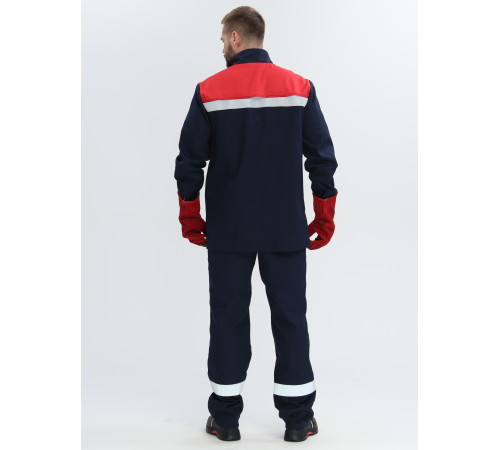 Костюм сварщика Велд-СОП 1 кл.защиты (тк.Хлопок-ОП,350) брюки, т.синий/красный