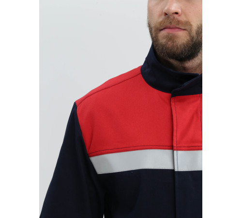 Костюм сварщика Велд-СОП 1 кл.защиты (тк.Хлопок-ОП,350) брюки, т.синий/красный