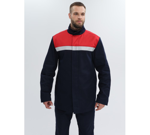 Костюм сварщика Велд-СОП 1 кл.защиты (тк.Хлопок-ОП,350) брюки, т.синий/красный