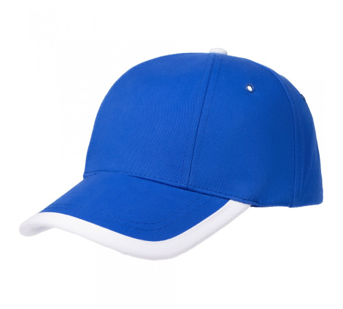 Бейсболка Honor, ярко-синяя с белым кантом