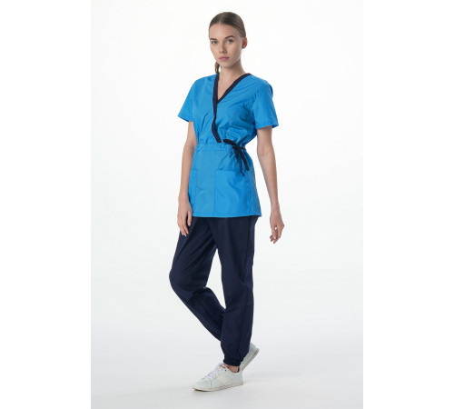 Костюм женский Симпл-001 (тк.Смесовая,120) MedLine, т.синий/ярко-голубой