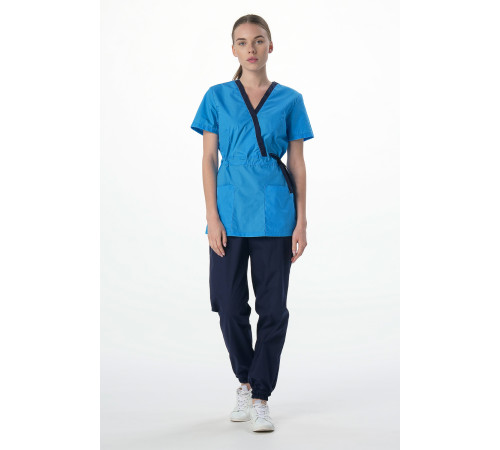 Костюм женский Симпл-001 (тк.Смесовая,120) MedLine, т.синий/ярко-голубой