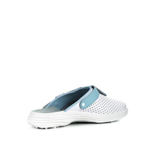 Сабо женские нат.кожа Комфорт ПВХ, белый/голубой