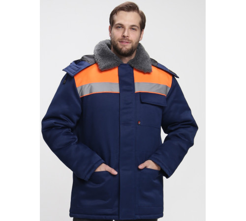 Куртка зимняя Бригада NEW (тк.Смесовая,210), т.синий/оранжевый