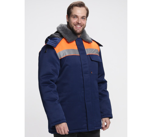 Куртка зимняя Бригада NEW (тк.Смесовая,210), т.синий/оранжевый