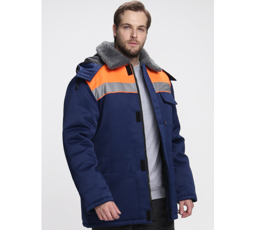Куртка зимняя Бригада NEW (тк.Смесовая,210), т.синий/оранжевый
