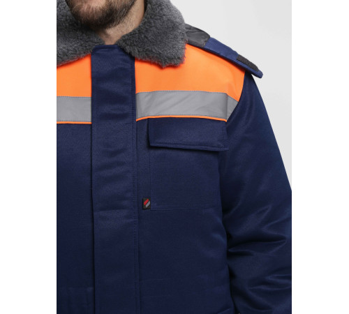 Куртка зимняя Бригада NEW (тк.Смесовая,210), т.синий/оранжевый