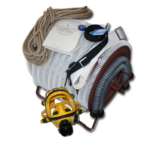 Противогаз шланговый Бриз-0303 (ПШ-10Б) шланг ПВХ (барабан металл.) с 1 маской ППМ