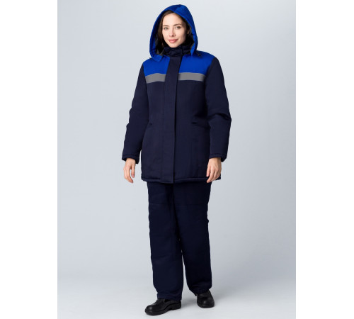 Костюм зимний женский Вьюга СОП (тк.Смесовая,210) брюки, т.синий/васильковый
