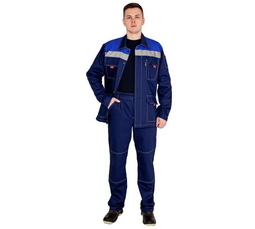 Костюм Строитель СОП (тк.Саржа,240) брюки, синий/васильковый