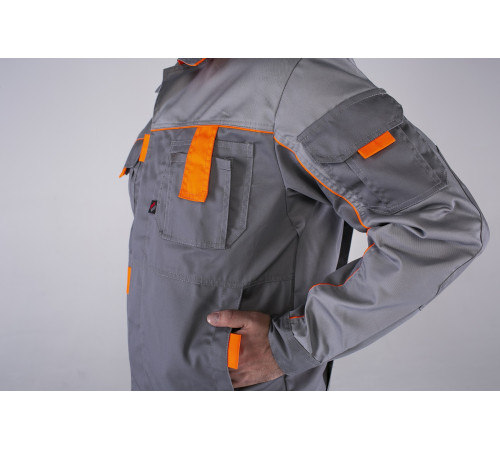 Костюм Союз-Профессионал-1 (тк.Балтекс,240) брюки, серый/св.серый/оранжевый