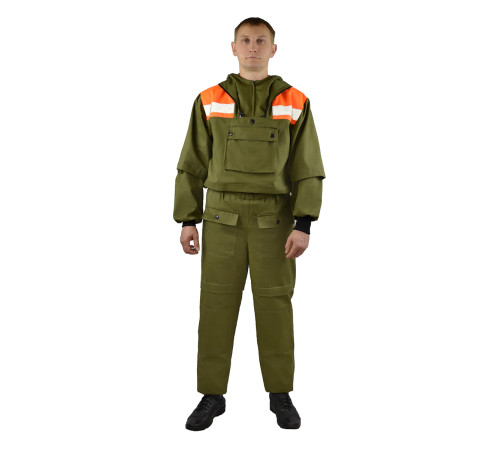 Костюм противоэнцефалитный СОП (тк.Саржа,250), хаки/оранжевый