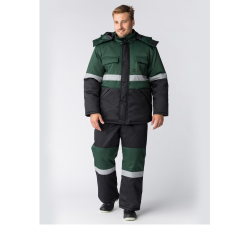 Костюм зимний Профи-Норд (Смесовая, 250) п/к, черный/зеленый