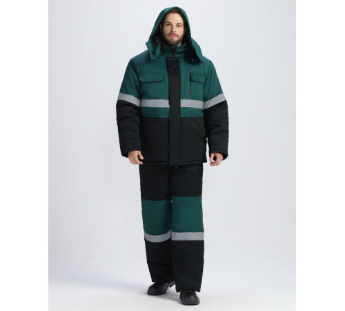Костюм зимний Профи-Норд (Смесовая, 250) п/к, черный/зеленый