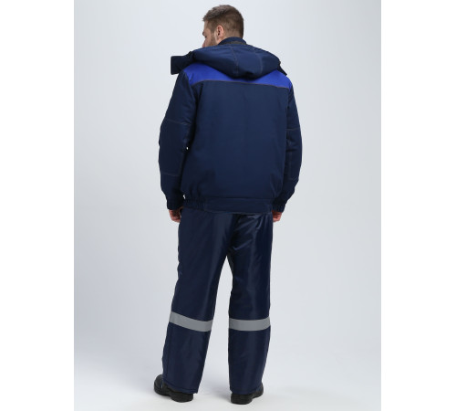 Куртка зимняя укороченная Фаворит (тк.Смесовая,240), т.синий/васильковый/серый