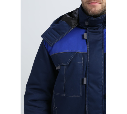 Куртка зимняя укороченная Фаворит (тк.Смесовая,240), т.синий/васильковый/серый
