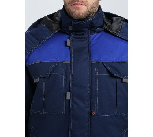 Куртка зимняя укороченная Фаворит (тк.Смесовая,240), т.синий/васильковый/серый