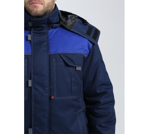 Куртка зимняя укороченная Фаворит (тк.Смесовая,240), т.синий/васильковый/серый