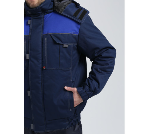 Куртка зимняя укороченная Фаворит (тк.Смесовая,240), т.синий/васильковый/серый