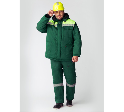 Куртка зимняя Экспертный-Люкс NEW (Смесовая, 210), зеленый/лимонный