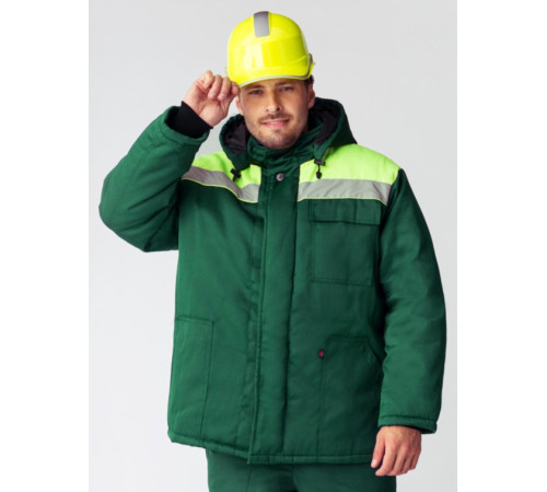 Куртка зимняя Экспертный-Люкс NEW (Смесовая, 210), зеленый/лимонный