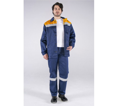 Костюм Стандарт СОП (тк.Смесовая,210) брюки, т.синий/оранжевый