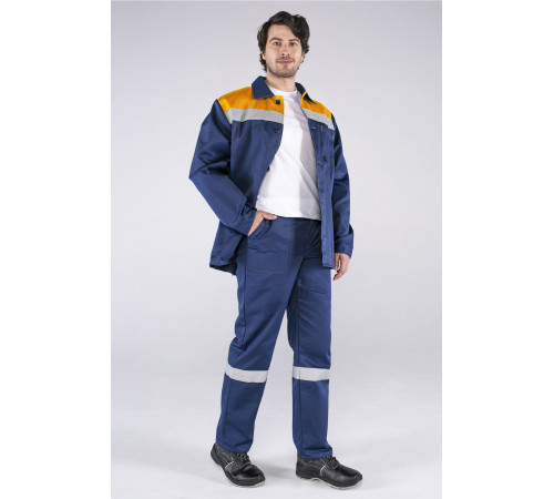 Костюм Стандарт СОП (тк.Смесовая,210) брюки, т.синий/оранжевый