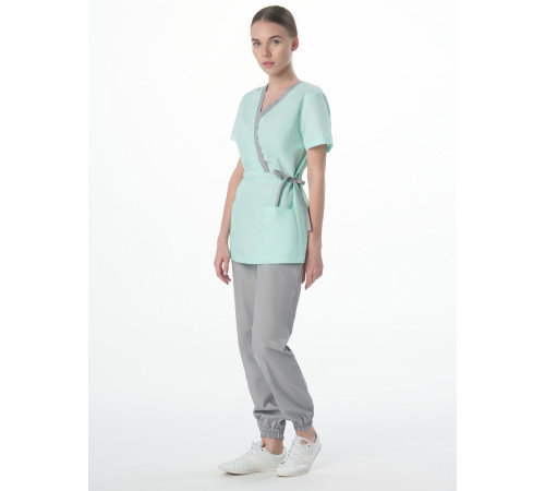 Костюм женский Симпл-001 (тк.Смесовая,120) MedLine, серый/мятный