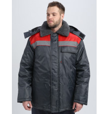 Куртка зимняя Бригада NEW (тк.Оксфорд), т.серый/красный