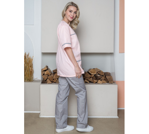 Женский костюм Ирис (ткань ТиСи), розовый/серый