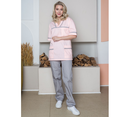 Женский костюм Ирис (ткань ТиСи), розовый/серый