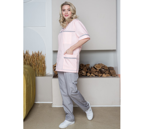 Женский костюм Ирис (ткань ТиСи), розовый/серый