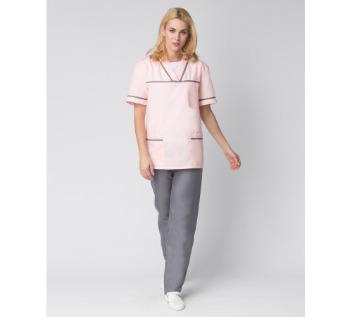 Женский костюм Ирис (ткань ТиСи), розовый/серый