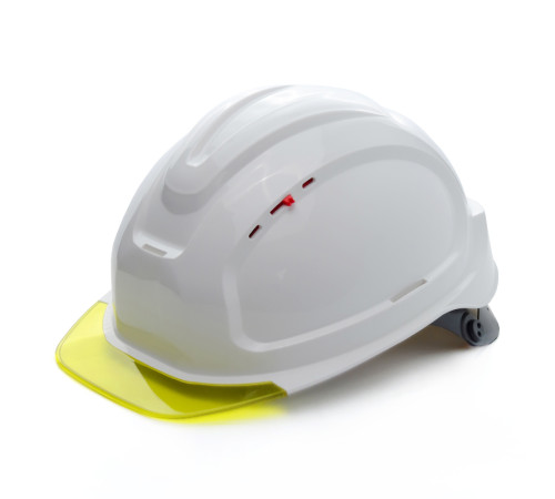 Каска защитная СОМЗ-80 Абсолют Престиж RAPID белая, жёлтый козырёк, 783717