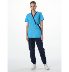 Костюм женский Симпл-001 (тк.Смесовая,120) MedLine, т.синий/голубой