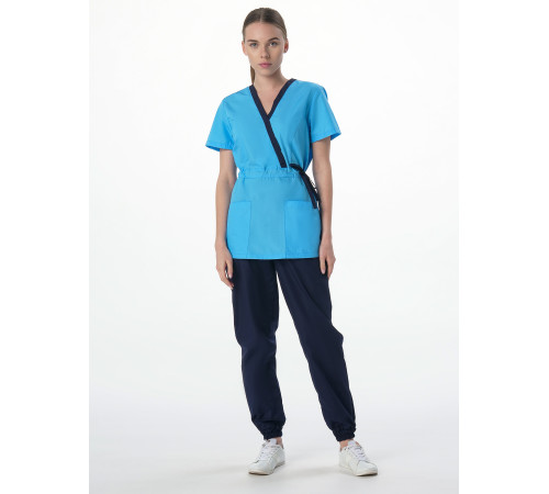 Костюм женский Симпл-001 (тк.Смесовая,120) MedLine, т.синий/голубой