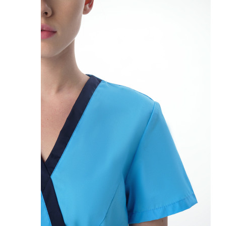 Костюм женский Симпл-001 (тк.Смесовая,120) MedLine, т.синий/голубой