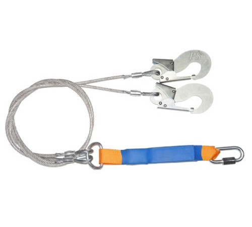 Строп аБд+Кс (стальной трос) двойной с амортизатором 2 монт.+1 соед.кар. 1,5м