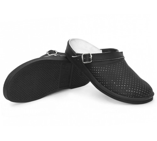 Сабо женские нат.кожа ПВХ, черный