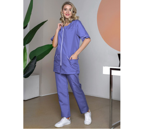 Женский костюм Вера (ткань ТиСи), сиреневый/белый