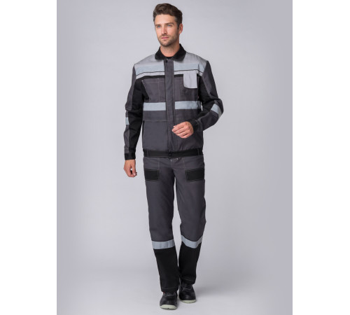 Костюм Виват-2 Премиум IMP (тк.Смесовая,240) п/к, т.серый/черный/св.серый