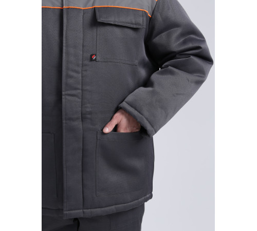 Костюм зимний Труженик-Ультра СОП (тк.Смесовая,210) брюки, т.серый/оранжевый