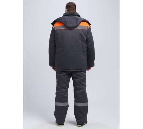 Костюм зимний Труженик-Ультра СОП (тк.Смесовая,210) брюки, т.серый/оранжевый